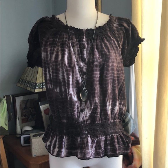 NWT- Boho Nine West Jeans Blouse, Size L - Picture 1 of 6